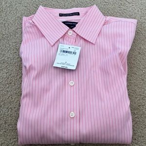 Land’s End size 4 pink no iron button up pinpoint oxford Pink stripes